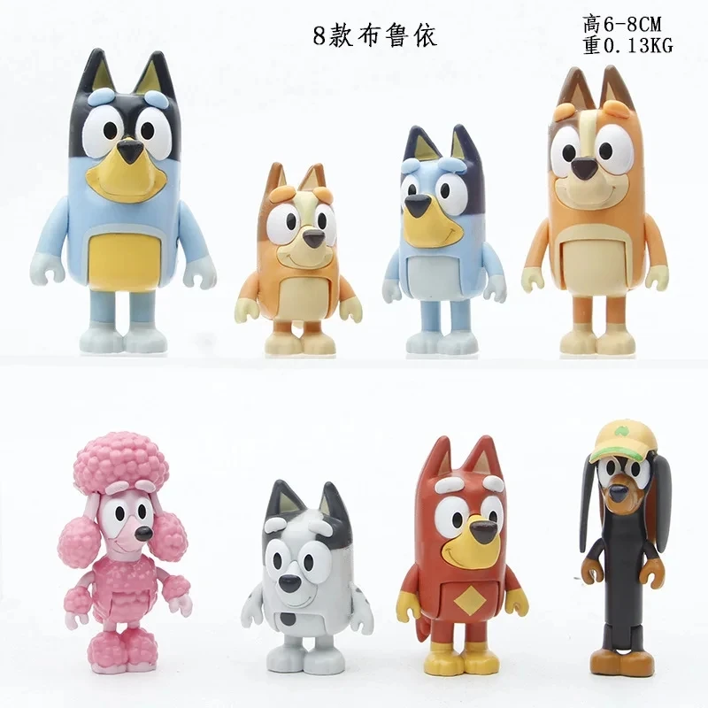 4PCS Bluey Family Character Model Decorations Cute Puppy Movable Joints Decorations Pvc Character Model Toys Children'S Gifts