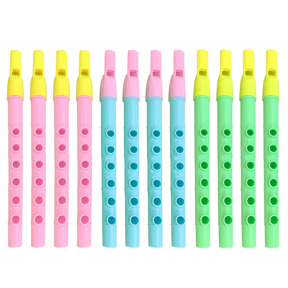 

12pcs 6-Hole Mini Recorder Flute Plastic Wind Instrument For Kids Children'S Music Learning Beginner Gift (Random Color)