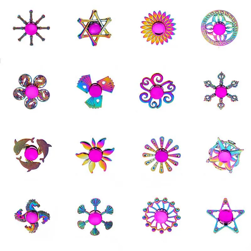 Dazzling Color Fingertip Gyro Toy 24 Style Finger Spinner Creativity Hand Fidget Spinner Metal for Focus Relieves Stress