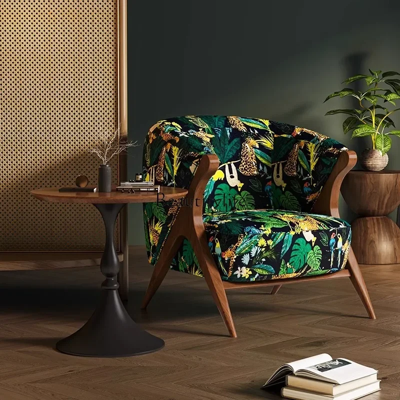 LJYSingle sofa Leisure chair Living room balcony Hushan pattern light luxury sofa