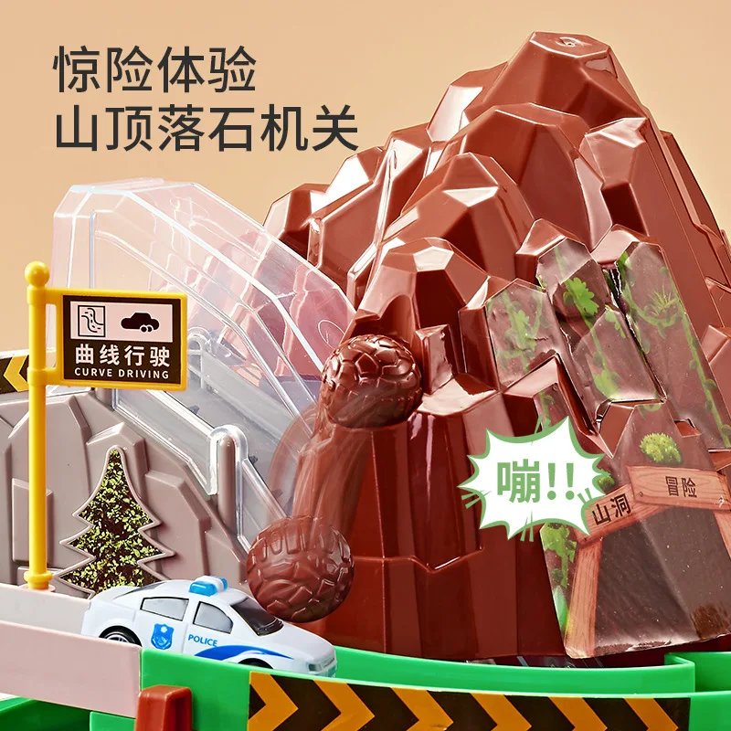 Car Track Toy Dinosaur Mountain Road Parking Garage Gas Station Store Car Diversion Educational For Boys 3-6 Years Old