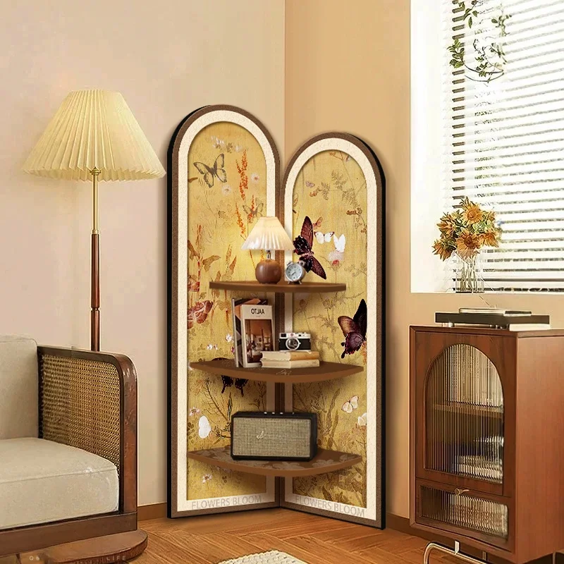 

Medieval style living room corner sofa rear shelf French triangular cabinet ornament corner corner seam storage cabinet