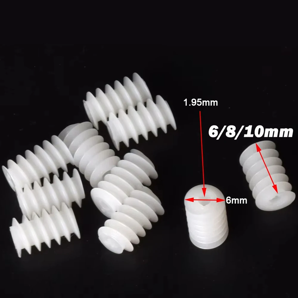Plastic Worm Wheel Gear 0.5 Mod White Motor Pinion Helical Transmission Gear 6x6 6x8 6x9mm for Reduction Gearbox DIY 20-1000pcs