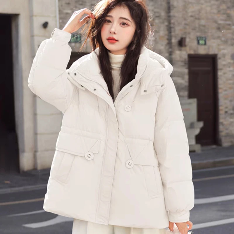 Duck Down Jacket for Women, Parker Coat, Pockets, Zip, Warm, Thickened, Korean Popular Clothes, Fashion