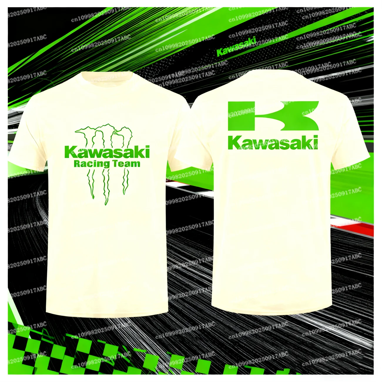 

(Kawasaki)Summer Men Cotton T-shirt Casual Kawasaki Racing Team Evil Claws Women T-shirt Dominant Pattern Street Kid T-shirt