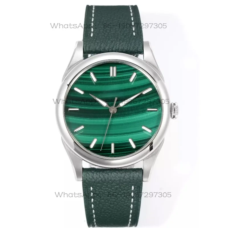 Natural gemstone dial, leather strap, business premium light luxury watch, mechanical watch