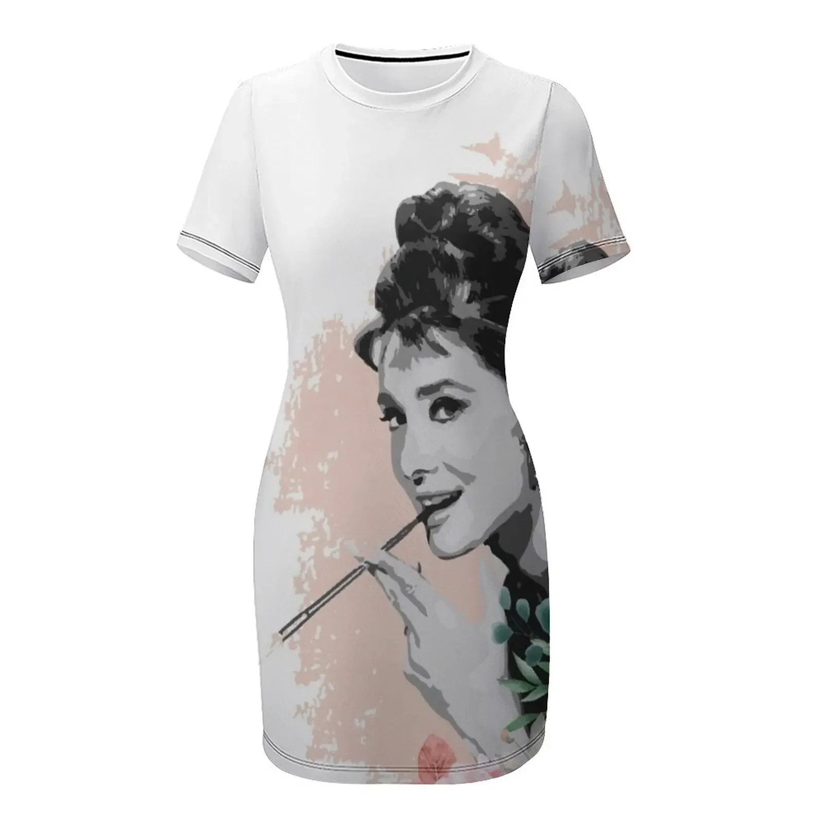 オードリー・ヘップバーン Tシャツ ステッカー 花 イラスト パーカー ノートブック 花 花 水彩画 半袖ドレス