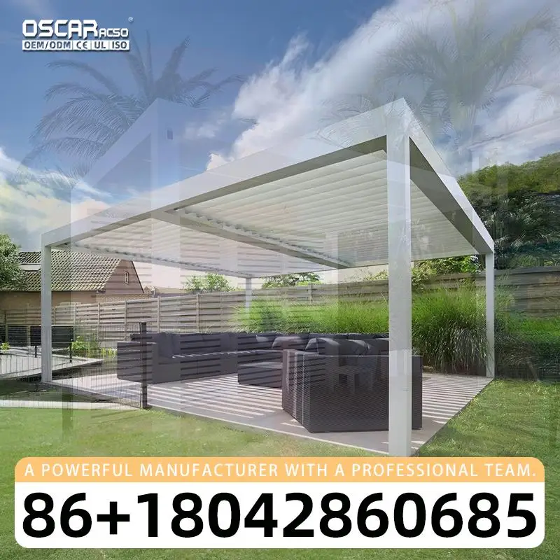 Outdoor Aluminium Pergola Gazebo with Louvre Roof Shade 6x4m for Garden Patio Backyard pergola