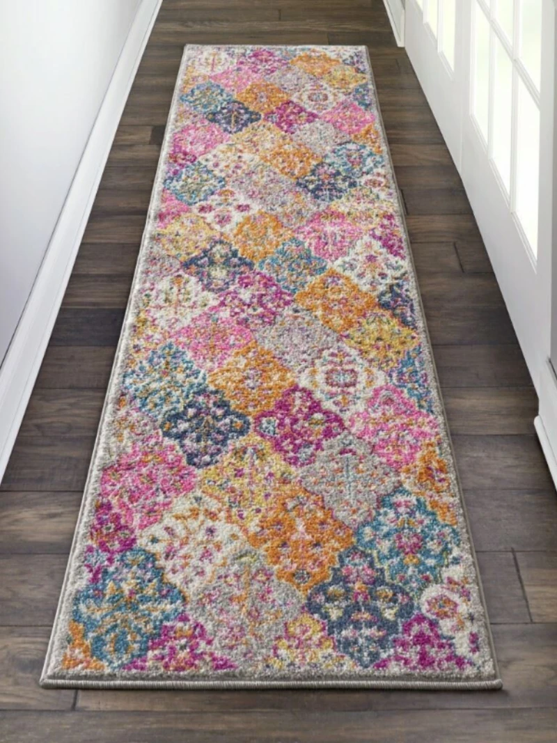 

Luxury Rug Muted Brights Floral Diamond Carpets for Living Room Runner Rug Home Bedroom Decor