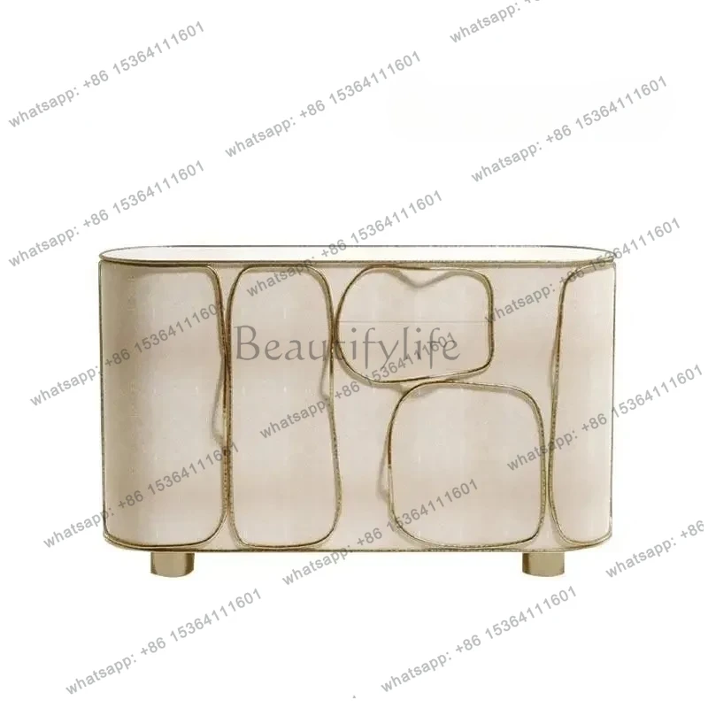 High-end pearl fish skin, side cabinet, locker, household villa, high-end sense of creativity, modern art, entrance cabinet