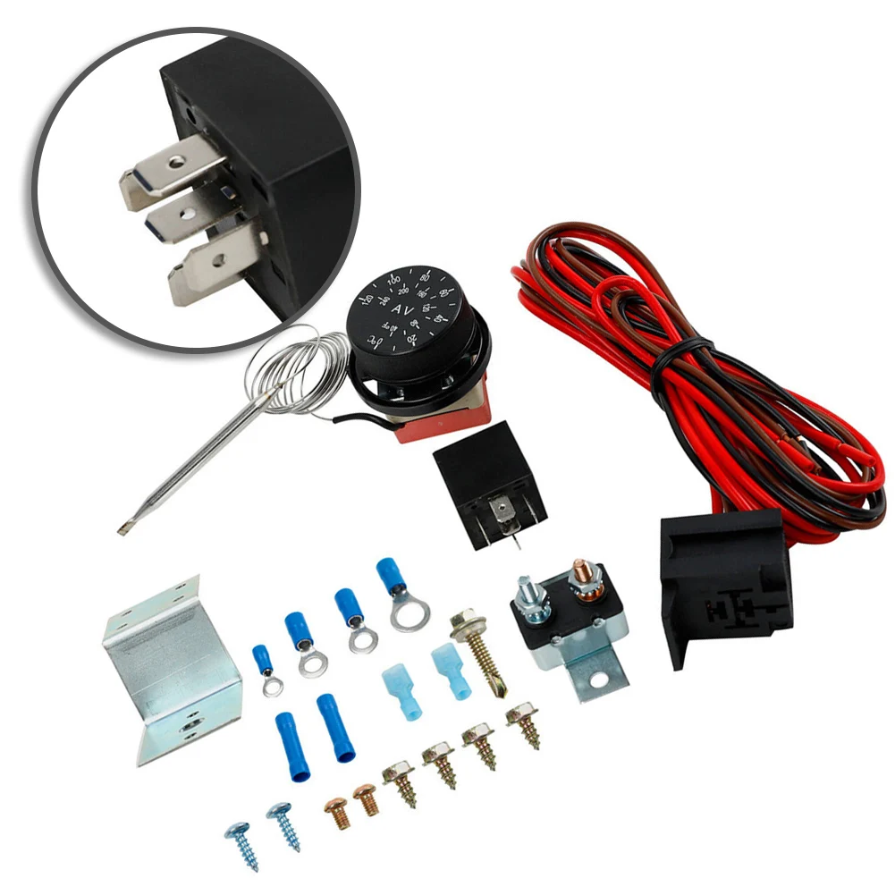 Car Adjustable 12V Electric Radiator Fan Cooling Control Relay Wire Harness Kit 60A Car Truck Replacement Parts Professional
