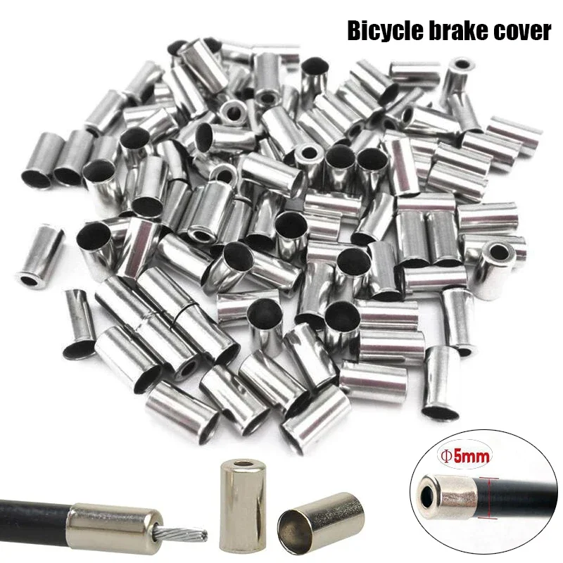 100pcs 5mm Bicycle Brake Wire Housing End Caps Bike Metal Ferrules Brake Cable Cycling Accessories