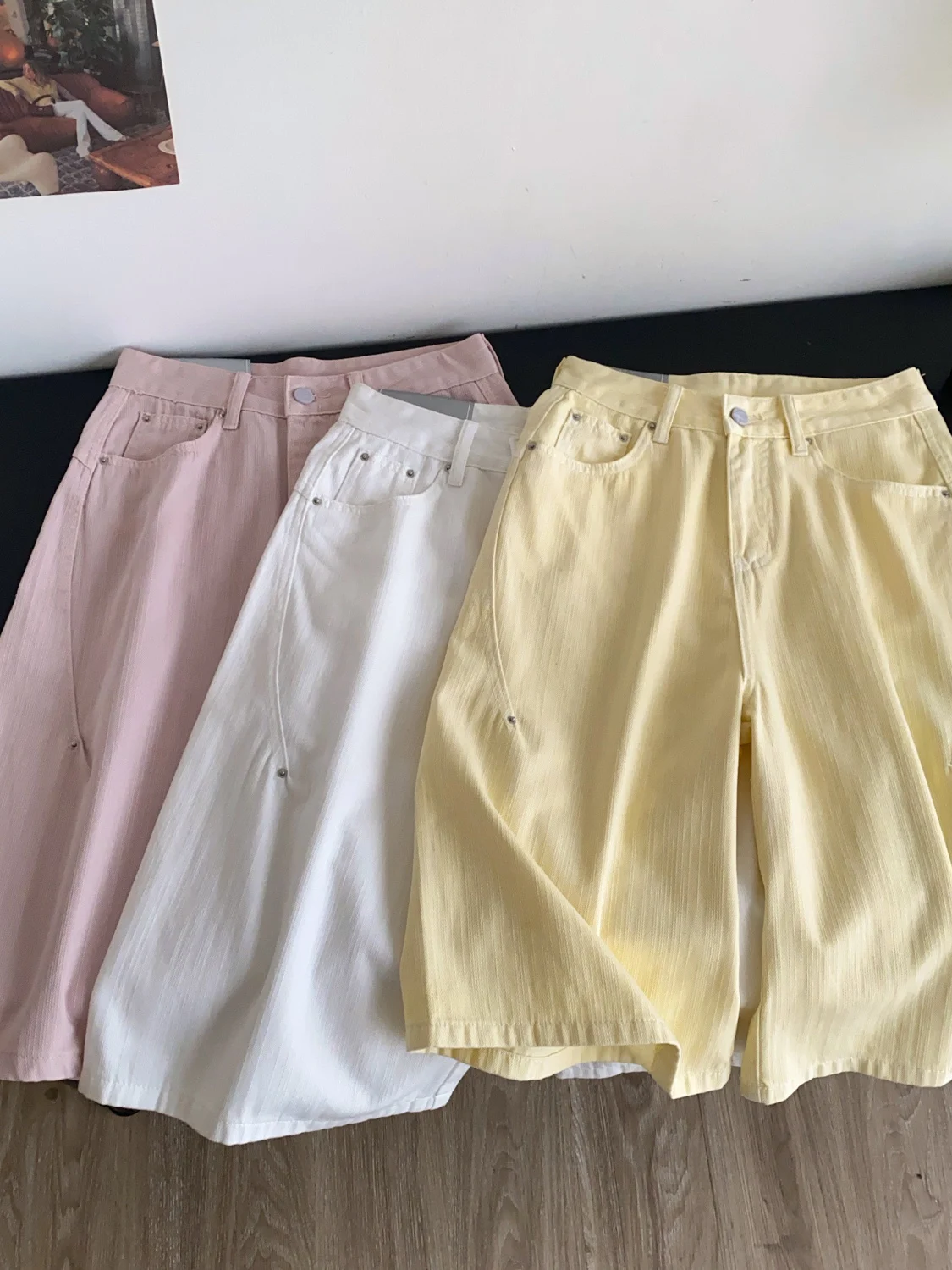 High Waist Wide Leg Pants Women's Loose Slimming Spring Casual Durable Denim Commute Style Fashionable Straight Cut Jeans