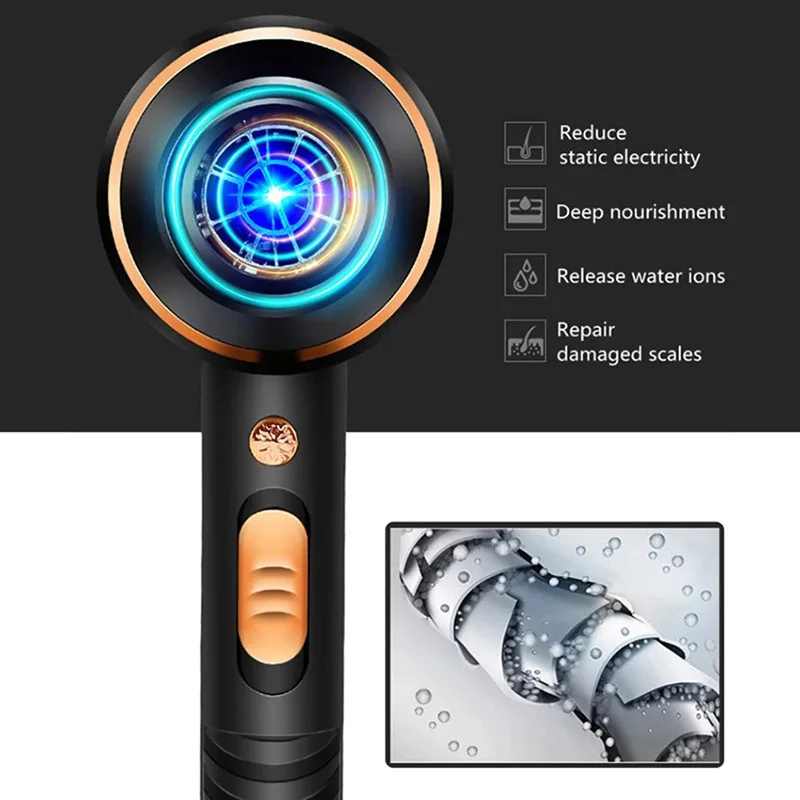 Secador de cabelo, secador de cabelo profissional de 1700 W para secagem rápida, com concentrador e difusor de secador de cabelo, 5 velocidades e 2 configurações de calor