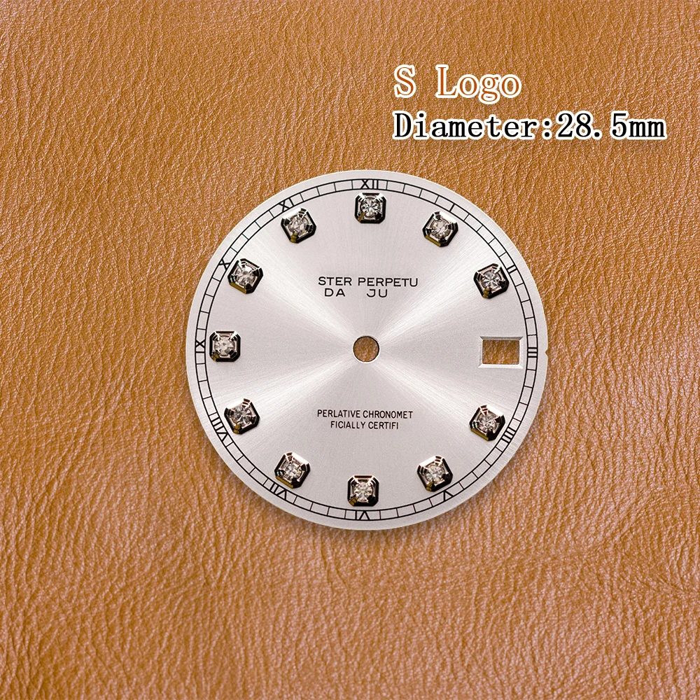 S Logo Dial 28.5mm NH35 Dial Sun Patterned Diamond 3/3.8 O'clock  Fit NH35/NH36/4R/7S Movement Watch Modification Accessories view 4