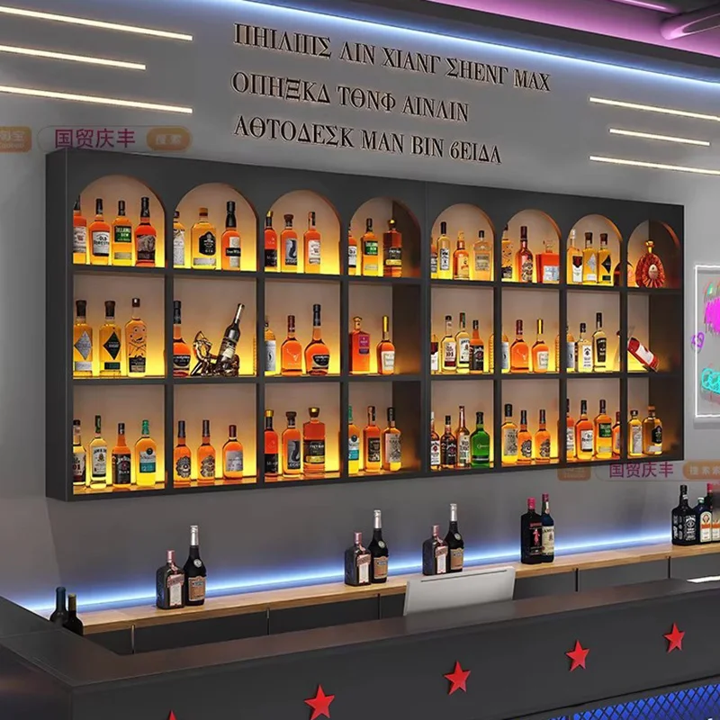 

Light Luxury Creative Display Showcase Nordic Style Vintage Aesthetic Showcase Cabinet Italian Minimalist Wood Bar Furniture