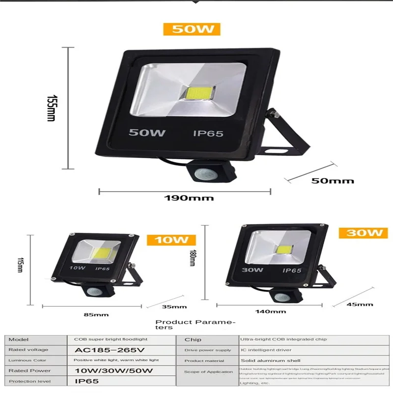 Luce di proiezione a LED per il rilevamento del corpo umano, luce di proiezione a infrarossi, monitoraggio di scale e corridoi impermeabili per esterni e sup