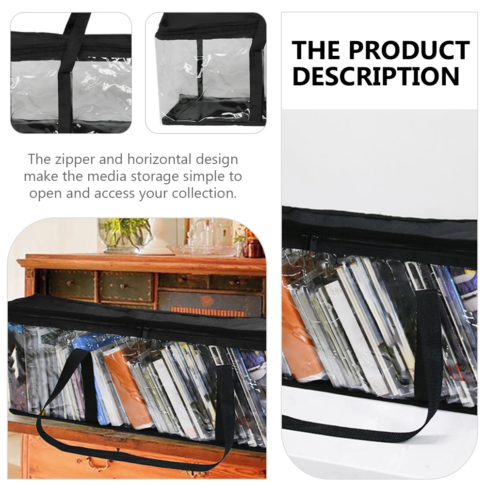 

Clear Pvc Dvd Cd Storage Organizer Bag With Reinforced Handles Zipper Closure Portable Media Case For Music Discs Book
