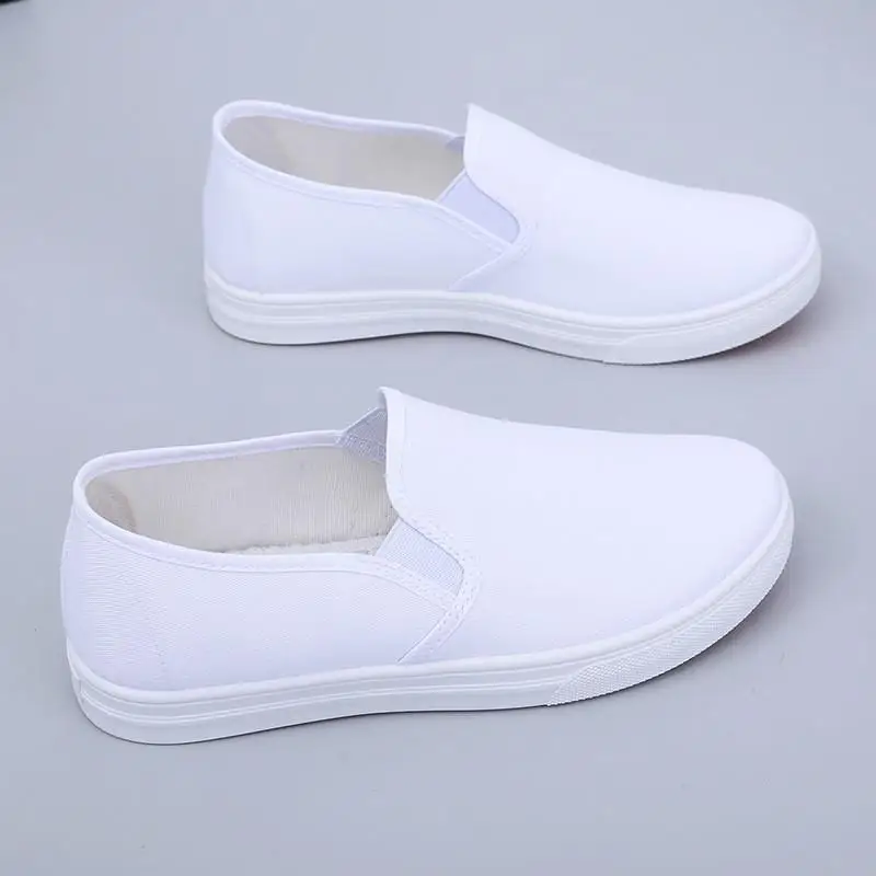 

Nurse Casual Canvas Slip-On Work Shoes Lightweight Anti-Slip Comfortable Beauty Footwear Women's Flat Shoes Easy to Wear