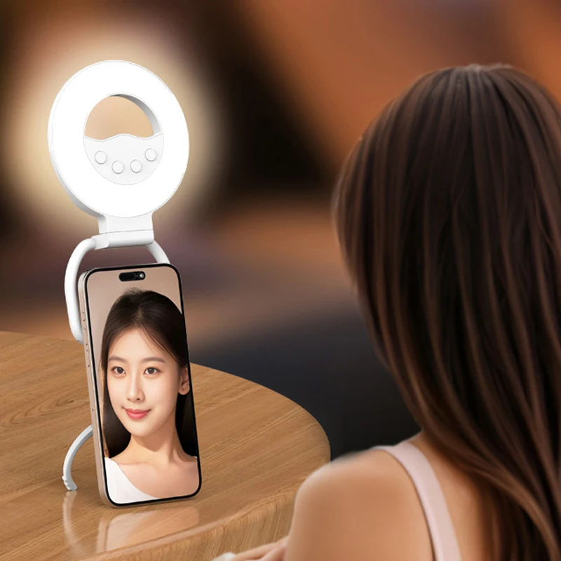 Magnetic Mobile Phone Fill Light 3200K-5600K Mini Portable Circular Selfie Light Shooting Handle Mobile Phone Stand