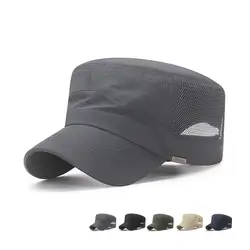 Summer Hats For Men Military Cap Outdoor Quick drying Mesh Breathable Sunscreen Flat Top Sunshade Sport Cap Gorros Casquette New