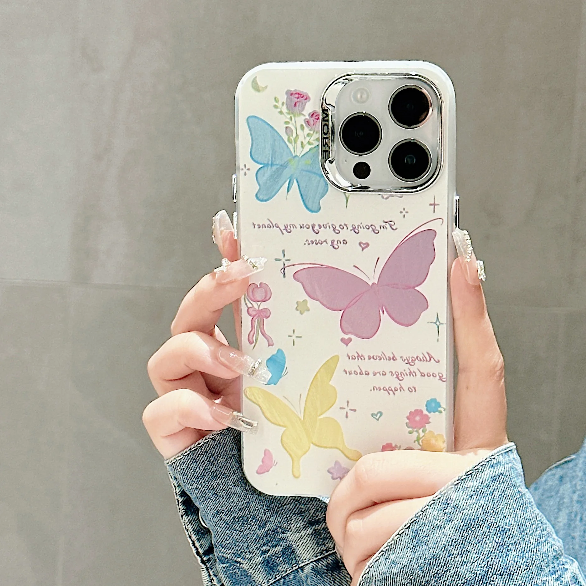 PC Phone Case Suitable for IPhone 15, 14, 13, 12, 11 Pro Max Plus Butterfly Flowers Shine Brightly Shockproof Cover Shell