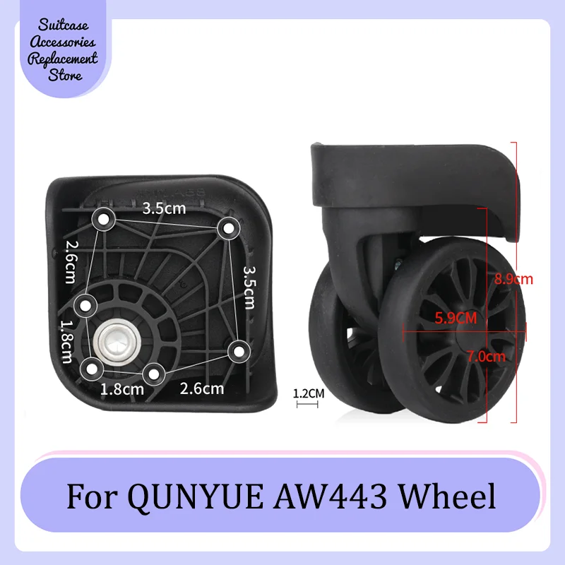 

For QUNYUE AW443 Smooth Silent Shock Absorbing Wheel Accessories Wheels Casters Universal Wheel Replacement Suitcase Rotating