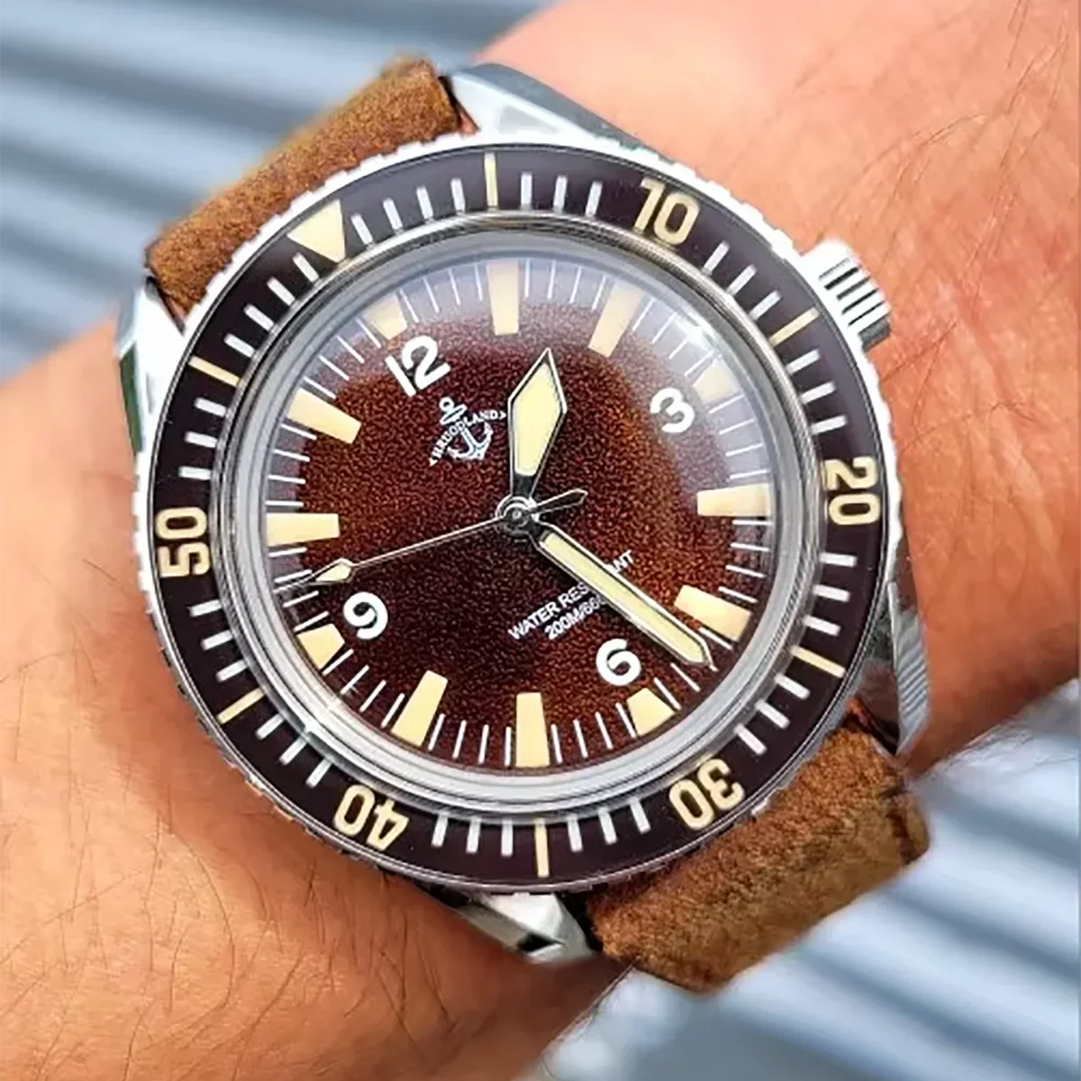 Hruodland Retro HZ2565 Men's Automatic Mechanical Watch 40mm Sapphire Stainless Steel Waterproof 20Bar Luminous C3 Reloj Hombre