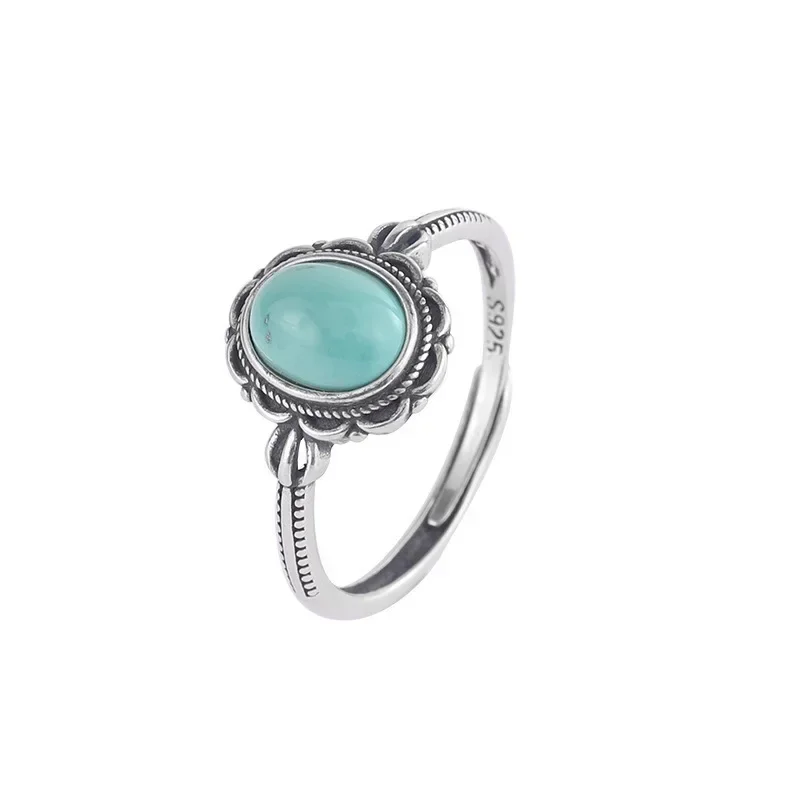 Anello regolabile a forma di fiore turchese imitazione Vintage per le donne anello vecchio stile bohémien accessori per gioielli creativi