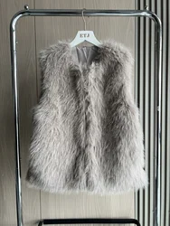 Faux fur vest ZW COLLECTION ETJ collection soft skin-friendly fashion hook-and-loop design round collar fake fur women's vest