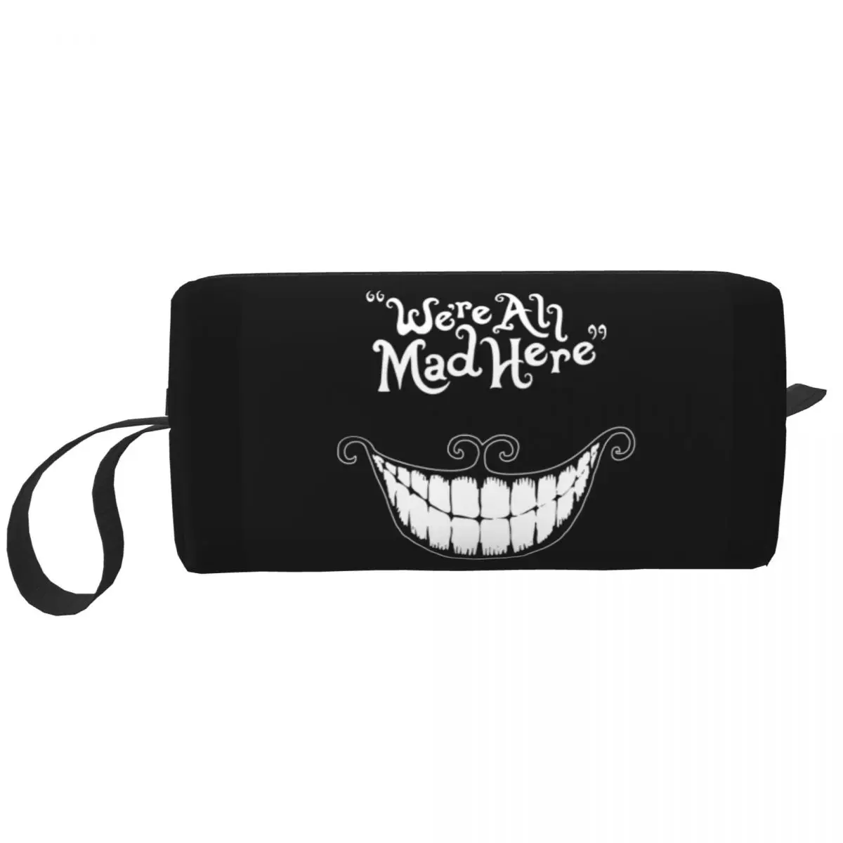 Custom We Are All Mad Here Travel Cosmetic Bag Women Cheshire Cat Animal Toiletry Makeup Organizer Lady Beauty Storage Dopp Kit