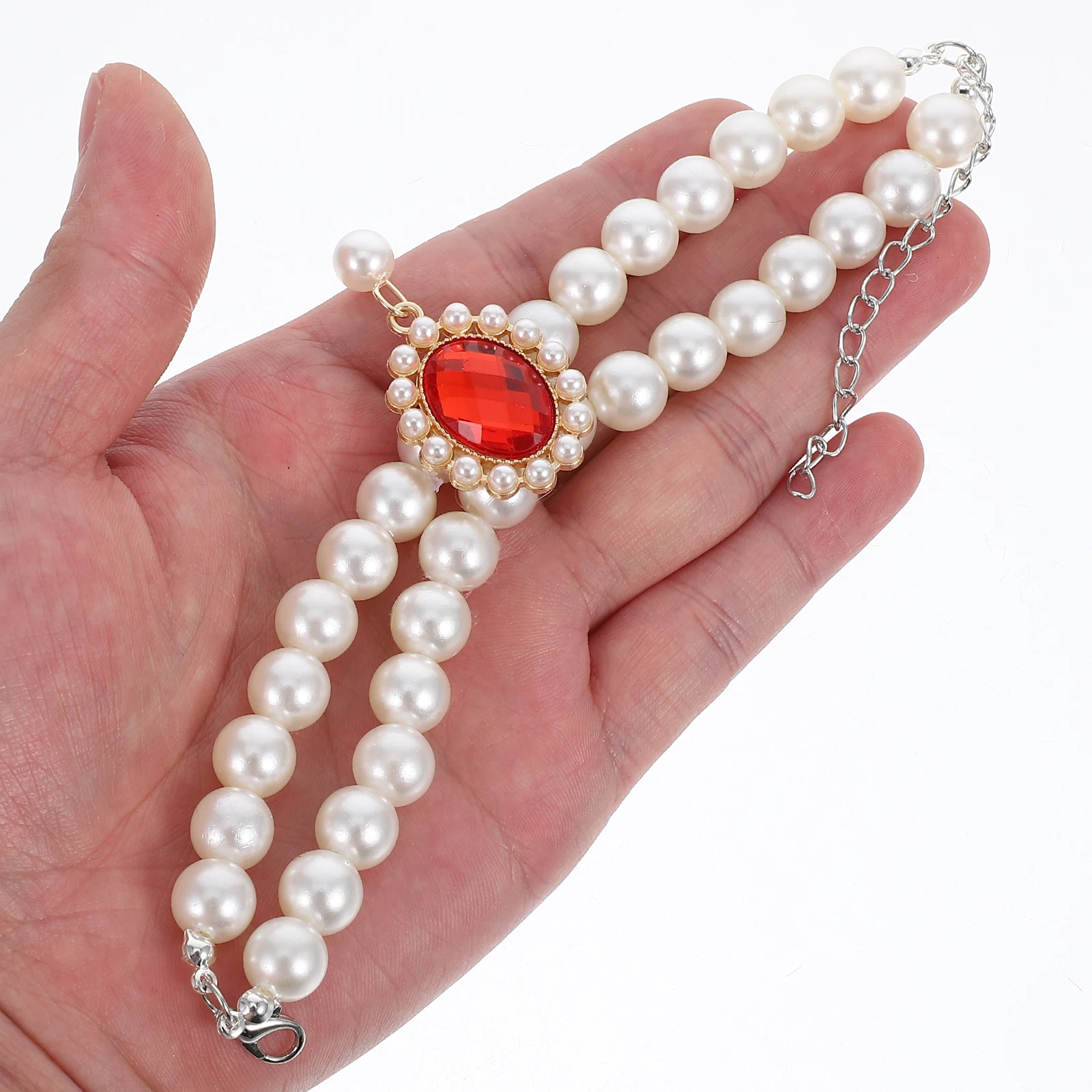 

Elegant Double Layer Pearl Necklace Adjustable Pet Collar Decorative Charms Small Dogs Cats Girl Pets Cat Collar Girl