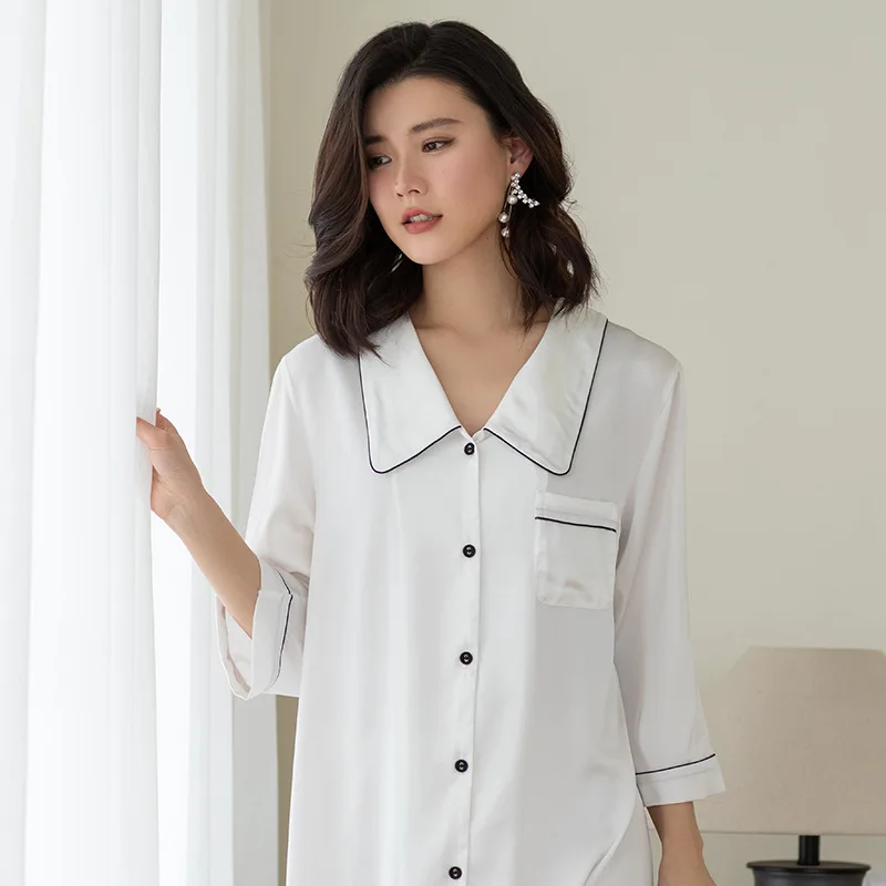 

Lovely Doll Collar Sleepwear Women Casual Nightwear Short Sleepshirt Summer New Nightgown Satin Home Clothing Nightdress