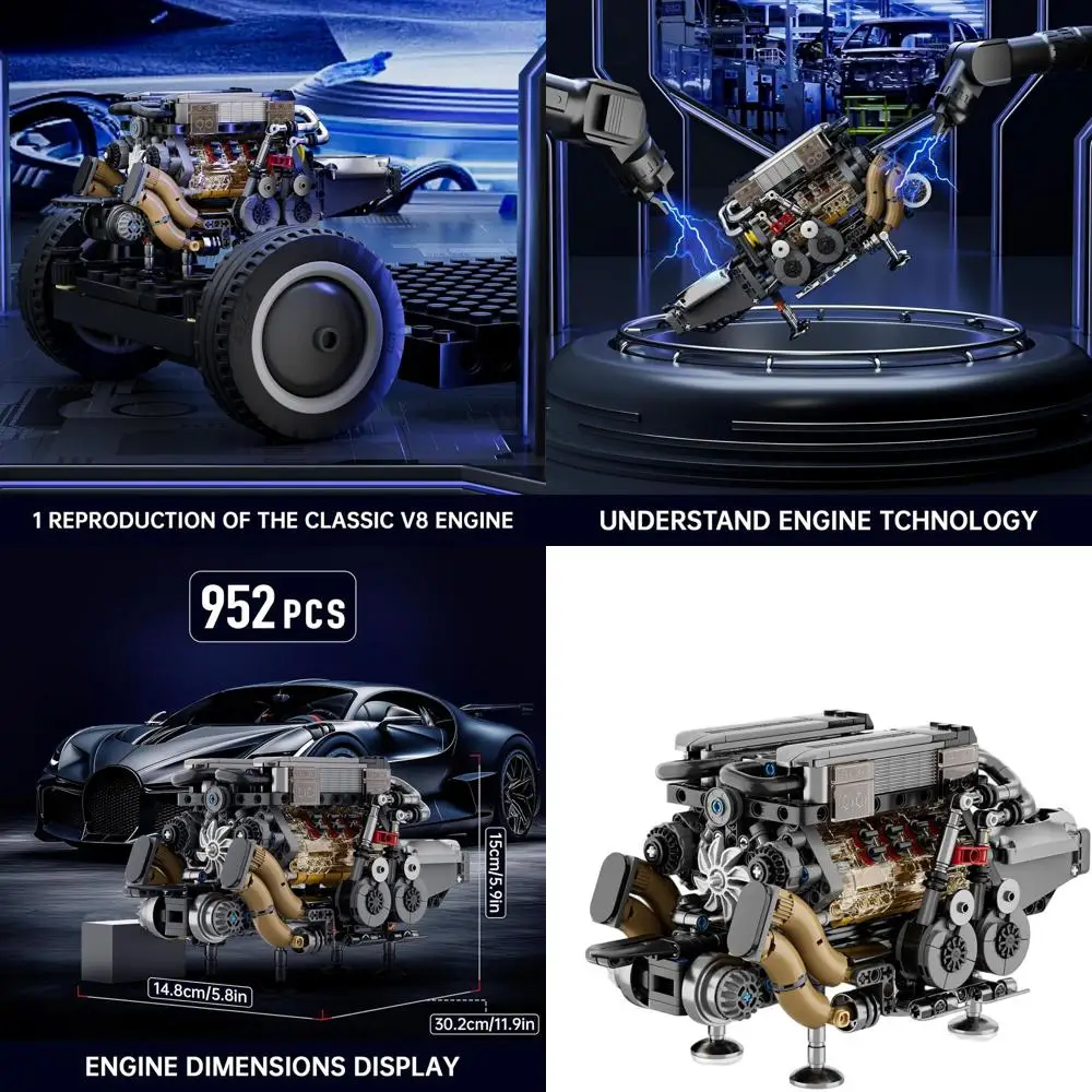 

DIY Twin V8 Engine Kit for Teens & Adults - 952-Piece STEM Learning Model, Ages 14+