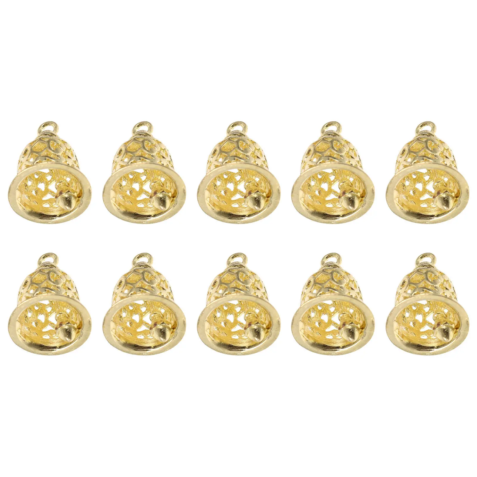 

10Pcs Decorative Brass Bells Hollow Bell Hanging Decors DIY Clothing Bag Accessories Pendant for Temple Restaurant Shop Decor