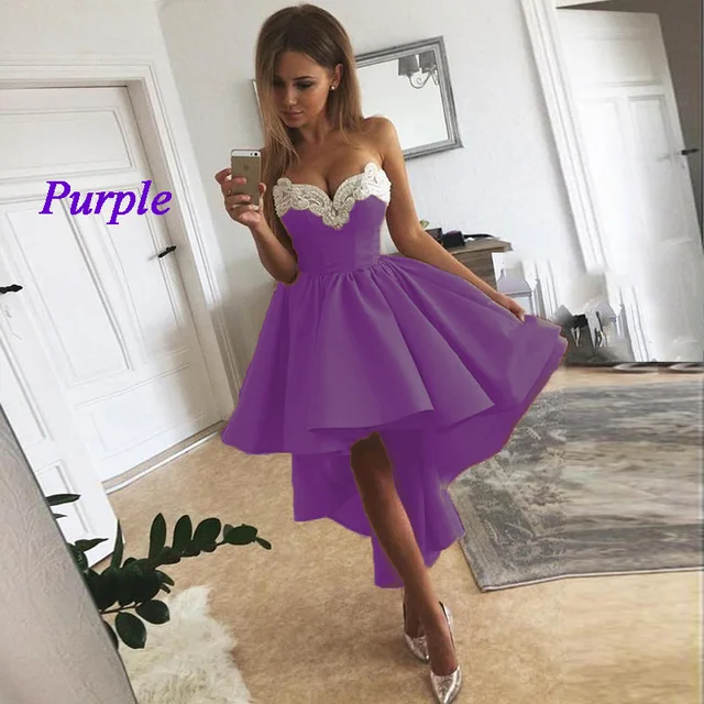 

ANGELSBRIDEP High-Low Prom Dresses Plus Size Vestidos de festa Applique Satin Abendkleider Special Occasion Cocktail Dresses NEW