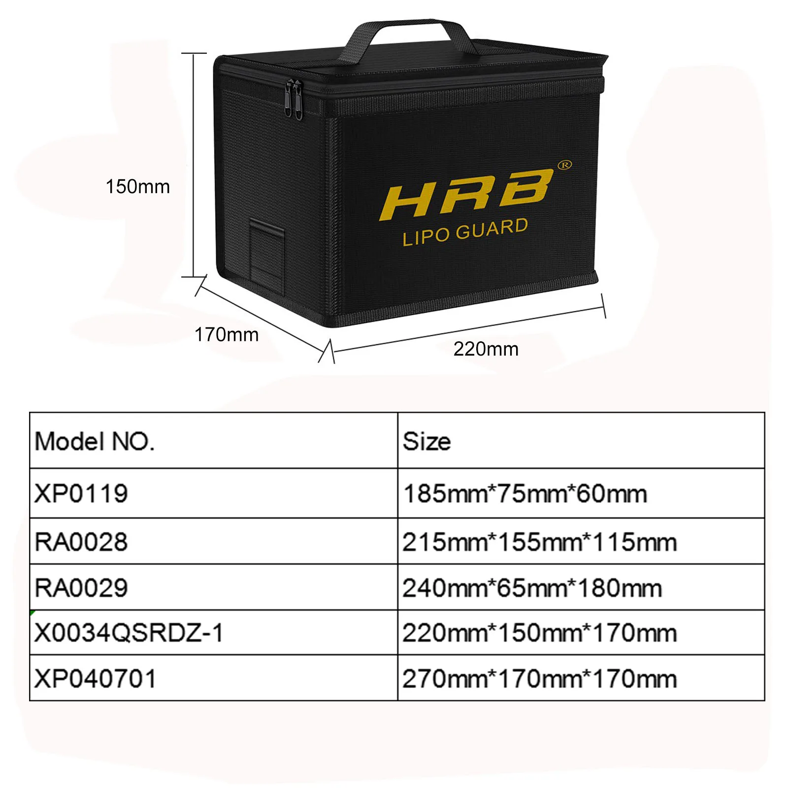 HRB Lipo Safe Bag Lipo Guard Bag for RC Lipo Fireproof Waterproof Portable Bag RC Lipo Battery Bag for RC Car Drone Boat Lipo