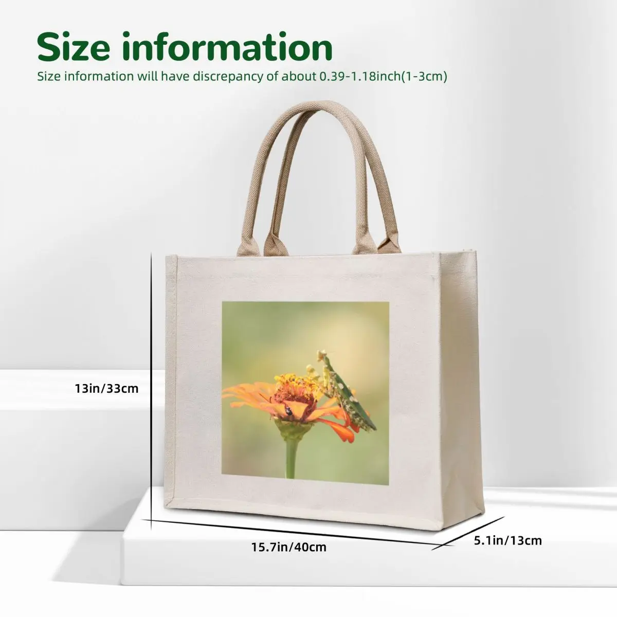 Green Praying Mantis on Flower Tote Bag Women's shopper bag shopping cart bags Cloth bag