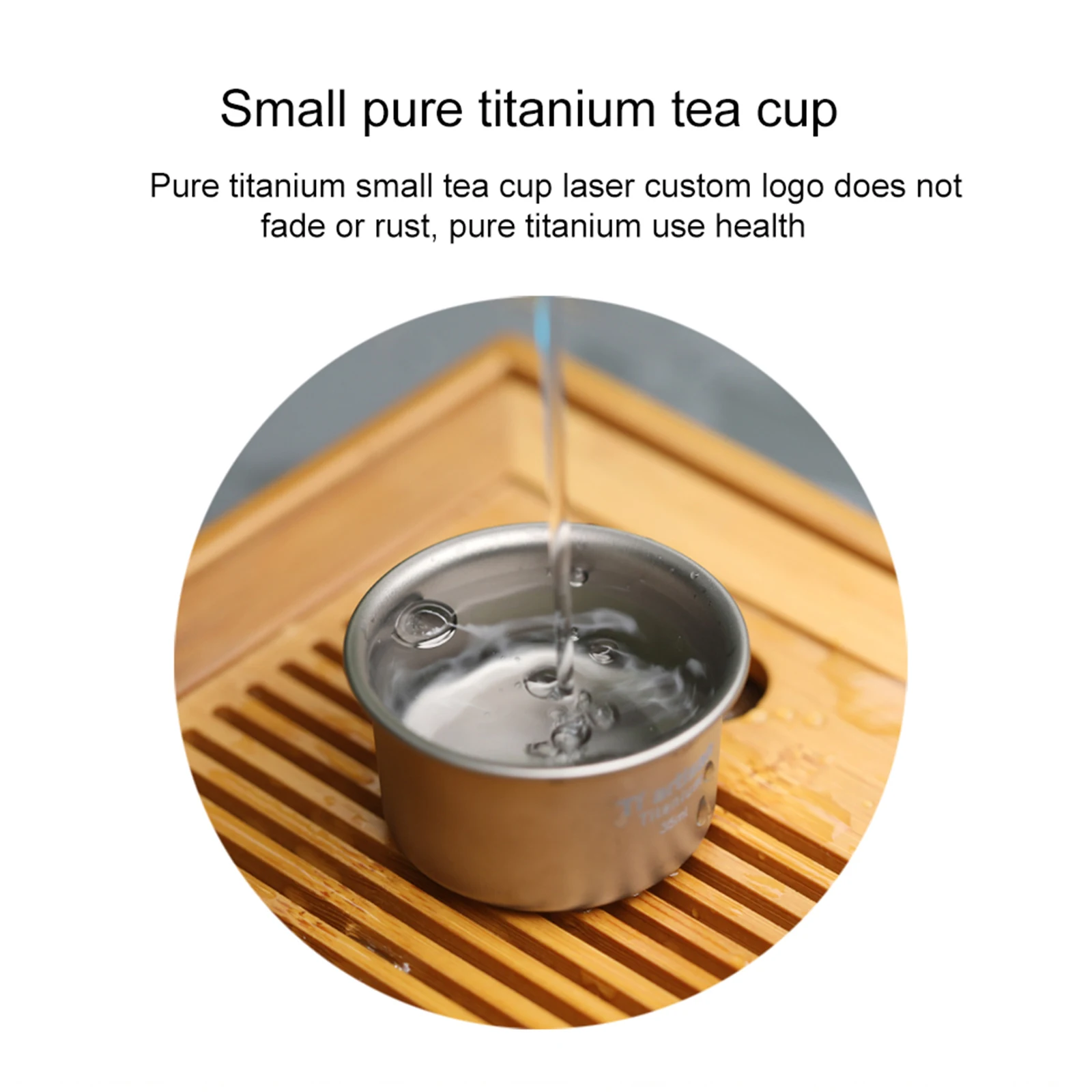 Titanium Tea Cup  Camping Tableware Coffee Mug Ultralight  Picnic Hiking Whiskey Wine Cup  49(42) * 28 Mm / 1.9(1.7) * 1.1 In