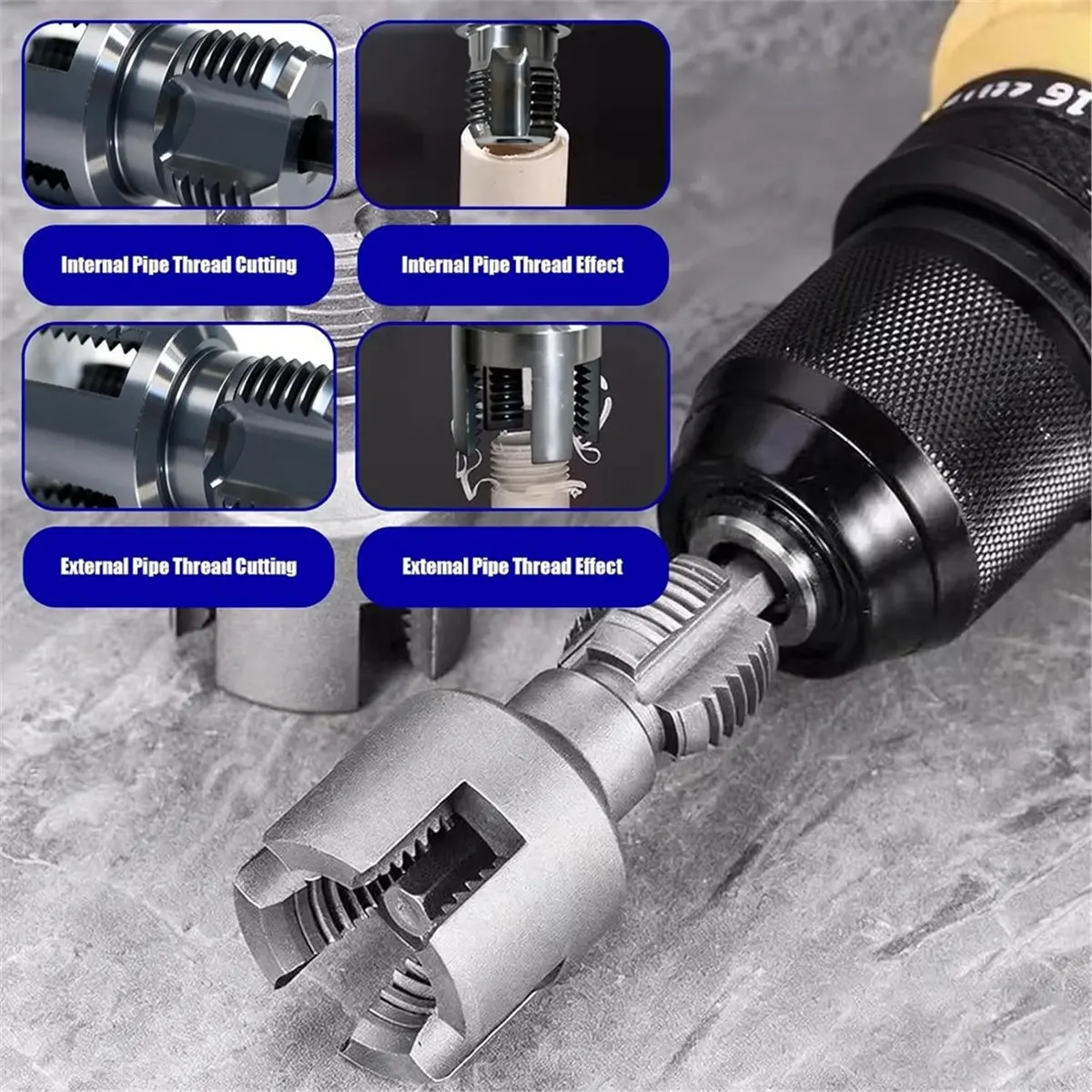 3 Pcs Internal & External Pipe Threading Tool for 1/2