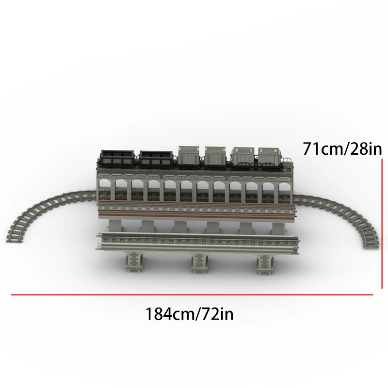 MOC Retro Train Container 92088 Subway Bridge Viaduct 53401Railway Track Parts City Train station Assembly Bricks Kid Toy Gift