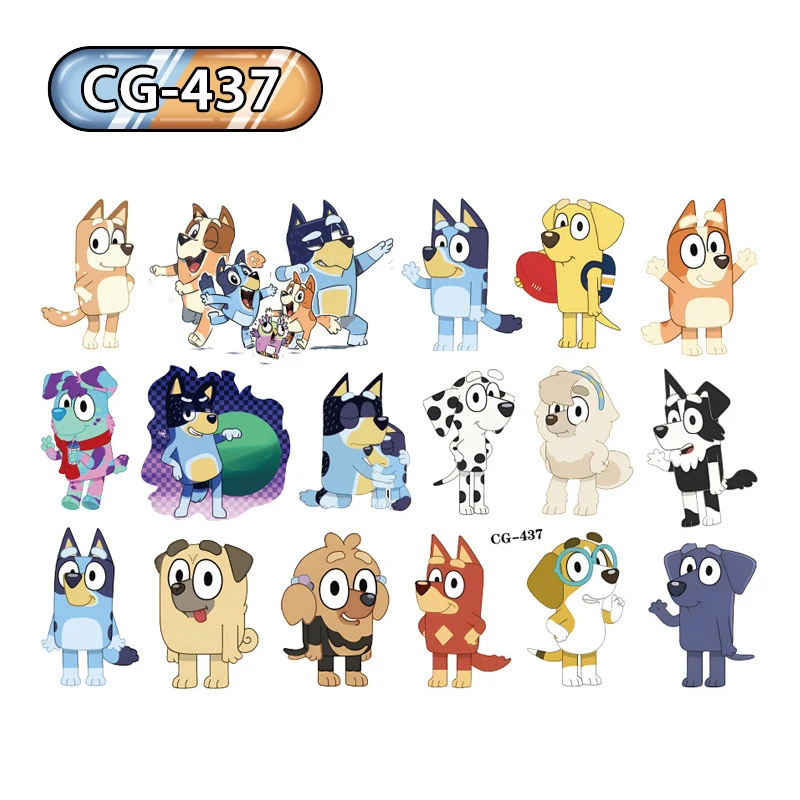 4Pcs/8Pcs Bluey Family And Friends Anime Cartoon Figures Children\'s Temporary Tattoos Stickers Kids Birthday Toys Gift