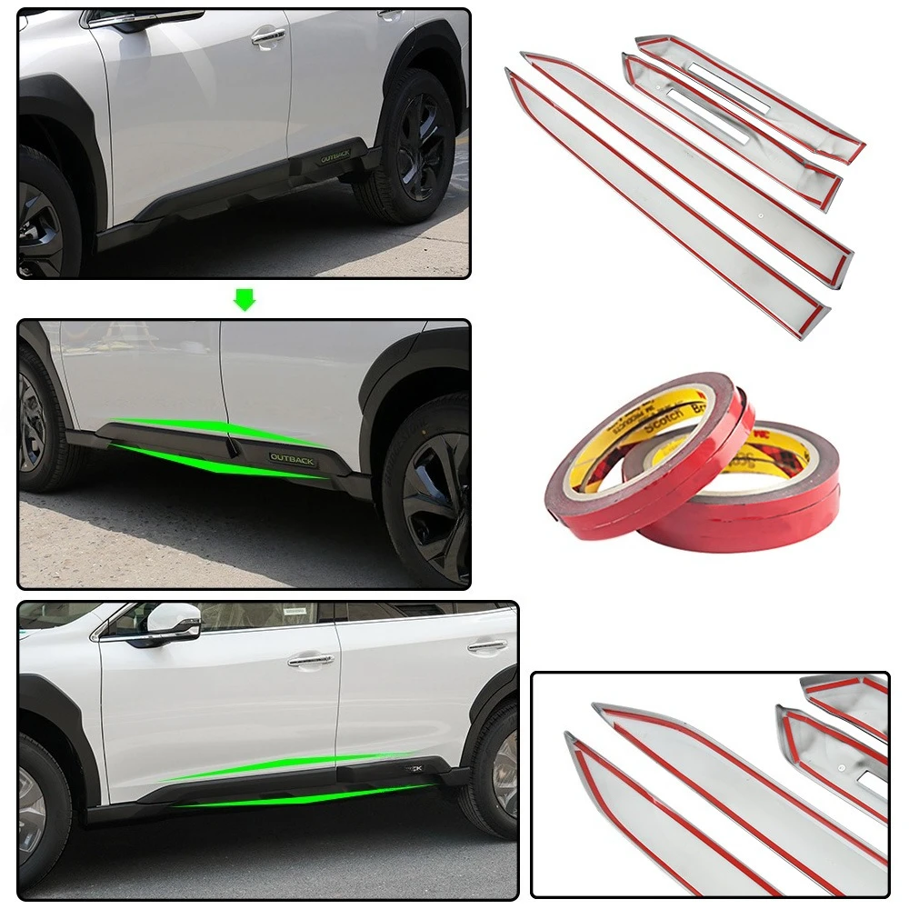 Car Exterior Door Side Molding Trims Line Garnish Strip Accessories Body Kits Protector For Subaru Outback 2021 - view 6