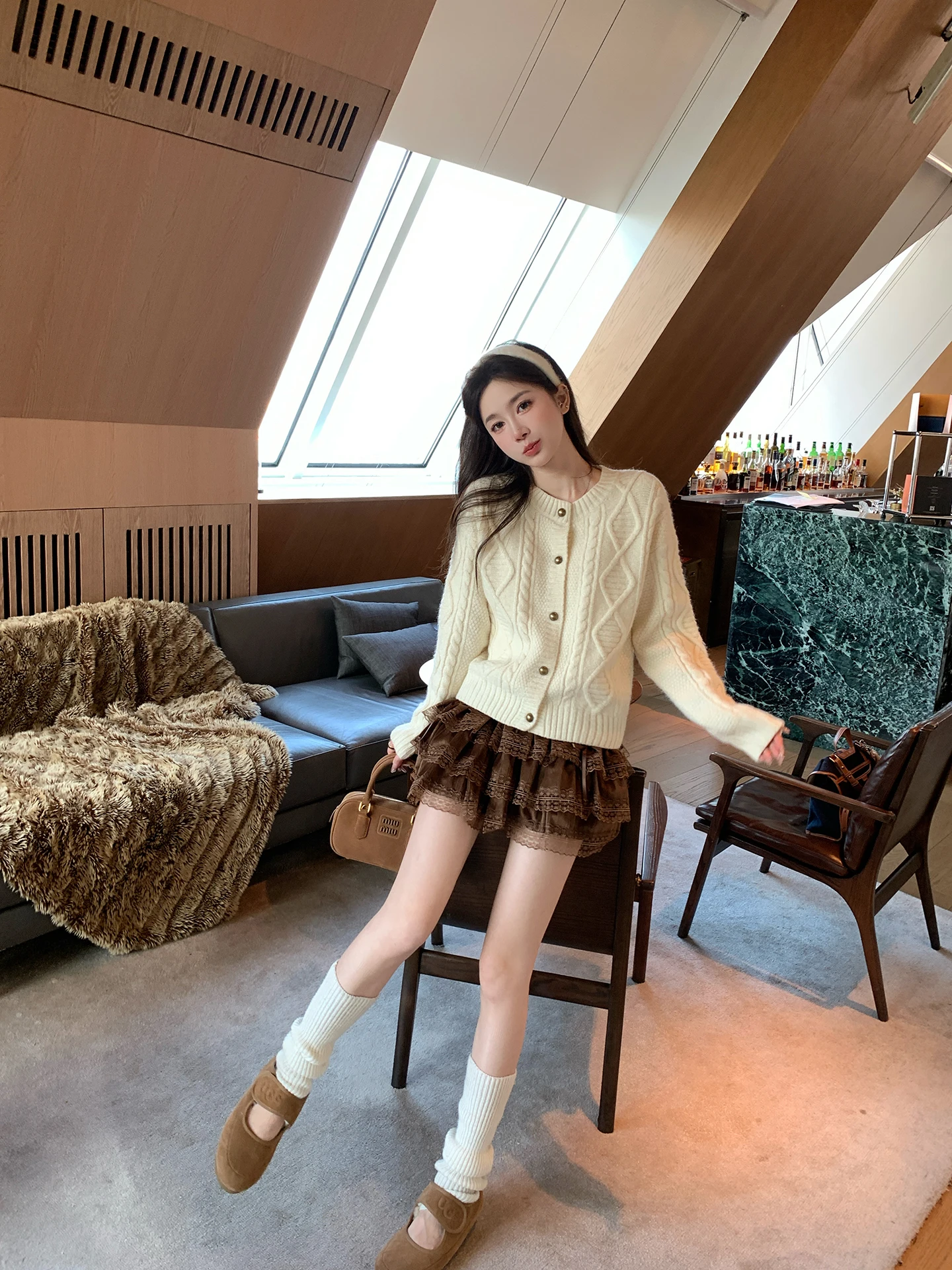 

Женский вязаный свитер-пальто Chen Dauyu, мягкий, уютный, белый, осенне-зимний, в корейском стиле, длинный, с круглым вырезом...