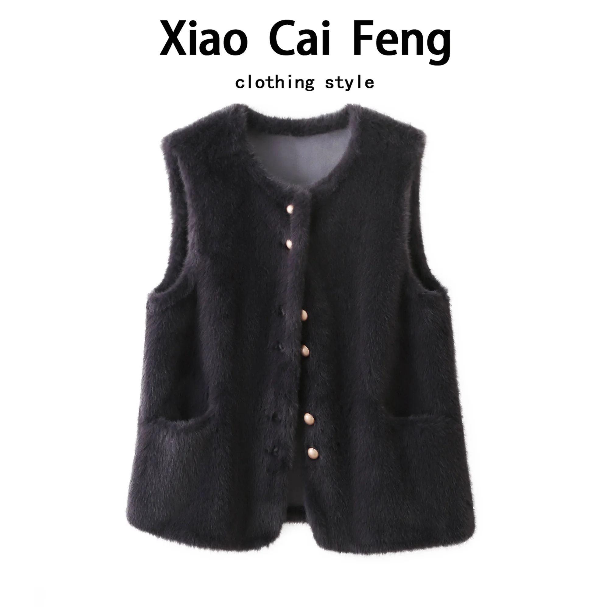   Chaleco de visón sintético para mujer, abrigo cálido con forro de piel y cuero, Dreng Poem Faion, otoño e invierno