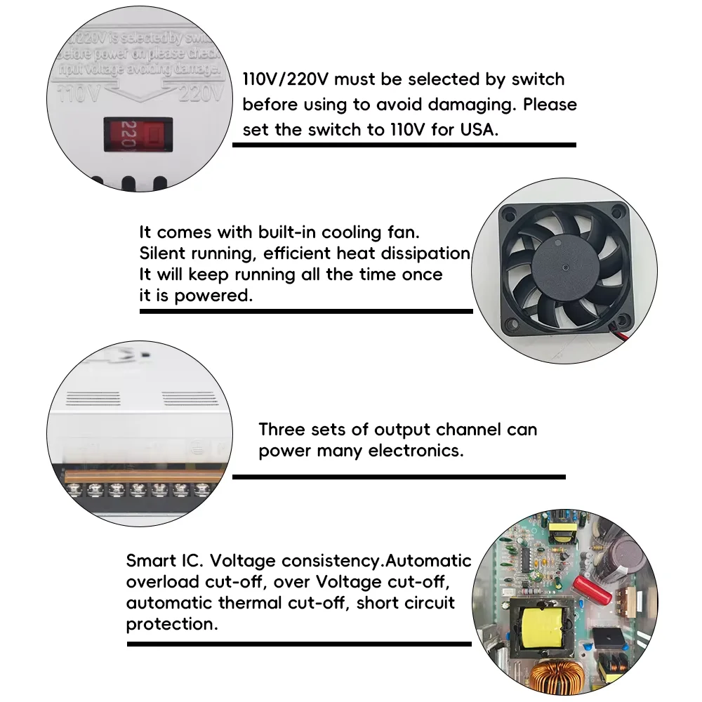 400 واط 500 واط 600 واط 800 واط تحويل التيار الكهربائي محول الضوء التيار المتناوب 110 فولت 220 فولت إلى تيار مستمر 5 فولت 12 فولت 24 فولت 36 فولت 48 فولت مصدر إمداد الطاقة ل Led #5