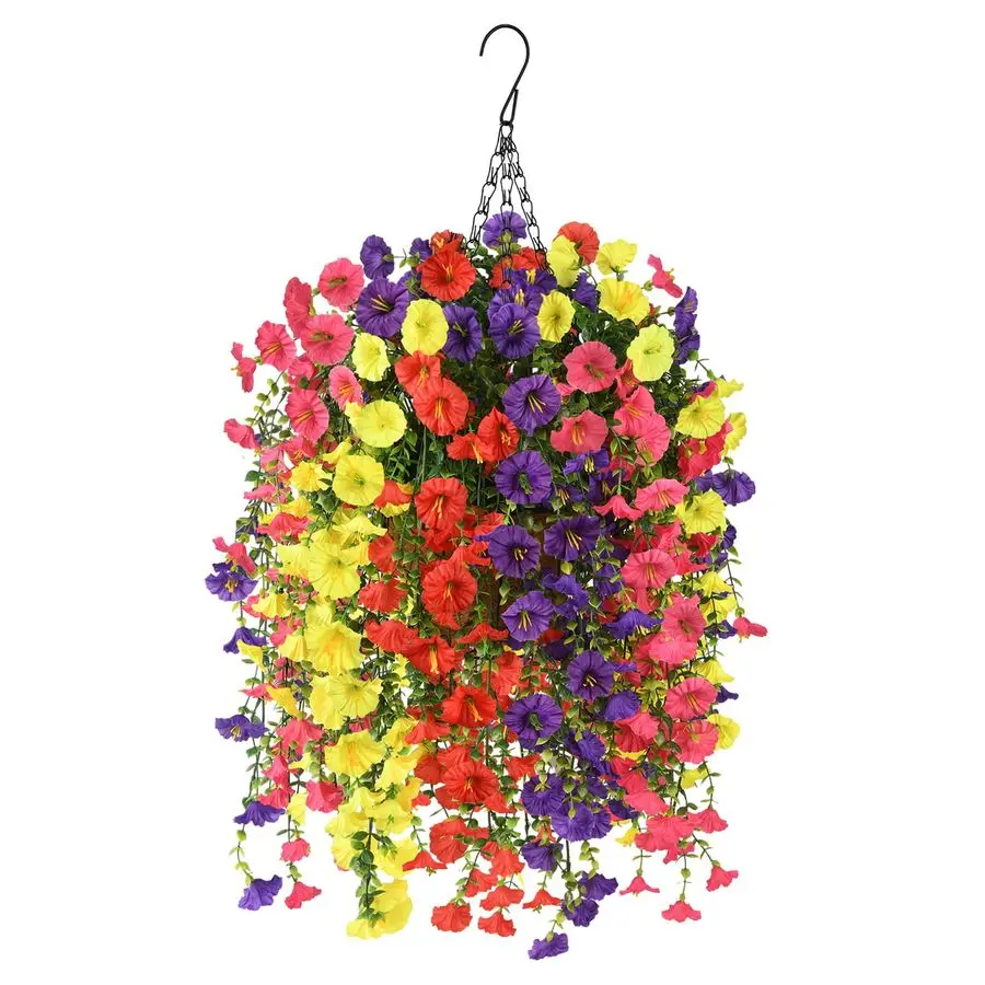 

Искусственные подвесные цветы и растения в корзинах для весеннего декора на улице, имитация шелковых цветов ипомеи для наружного использования