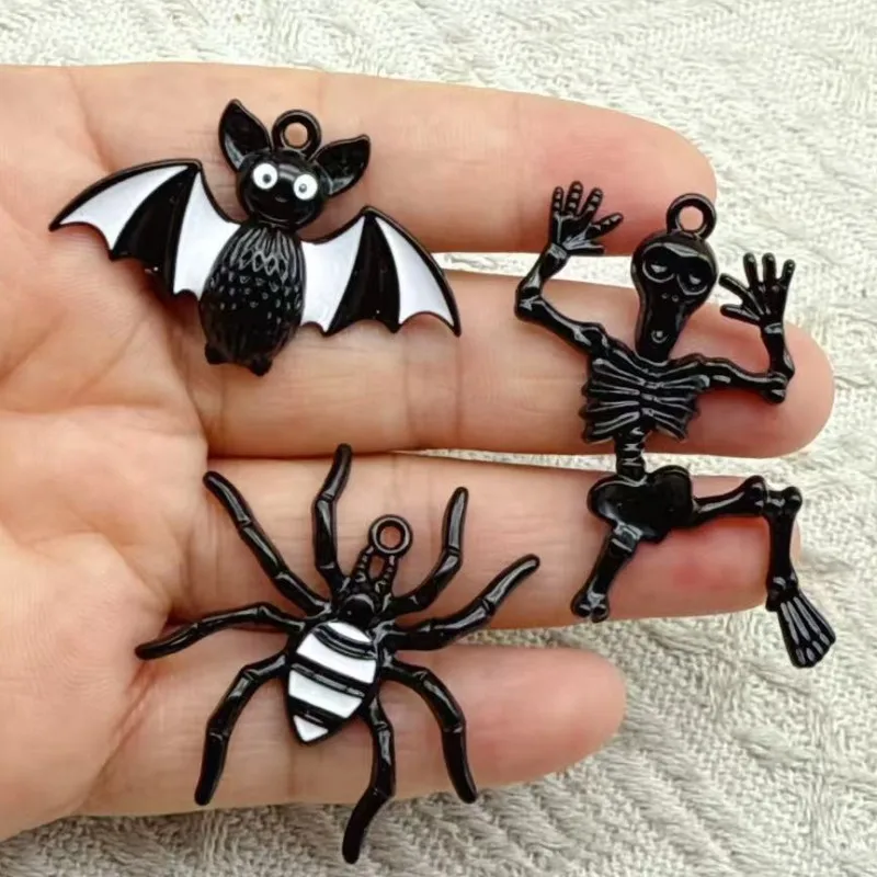 10pcs Halloween Spider Bat Charms Pendant Designer Charms Fit Jewelry Making DIY Jewelry Findings