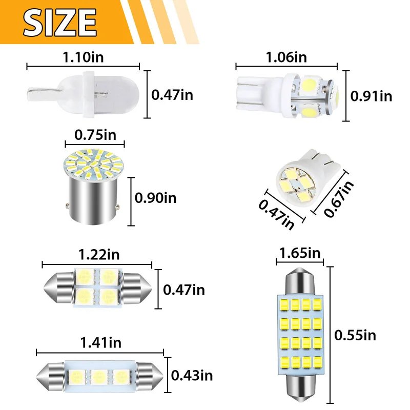 14/28/42PCS T10 31mm 36mm 39mm 6500K 12V Samochodowa wewnętrzna lampa LED kopułkowa Zestaw żarówek do drzwi Tablica rejestracyjna Bagażnik Lampa uprzejmości Biały