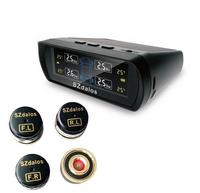 Smart car TPMS tire pressure monitoring system solar digital clock LCD display car tire pressure temperature safety alarm system